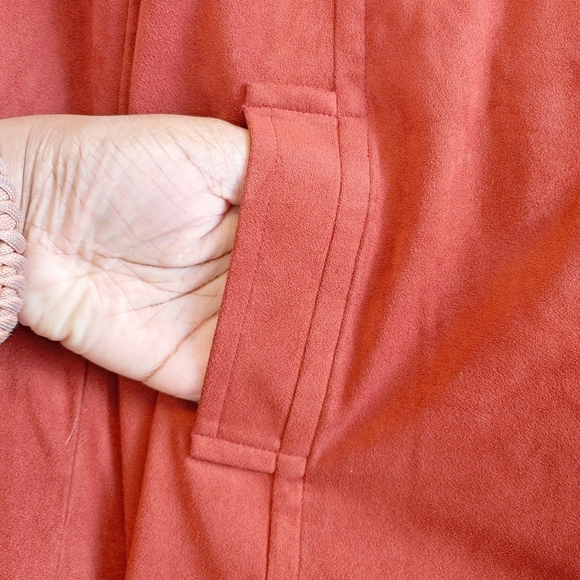 Cabi Penny Lane Longline Faux Suede Rust Colored Coat Sz M Fall Contemporary - Picture 3 of 15